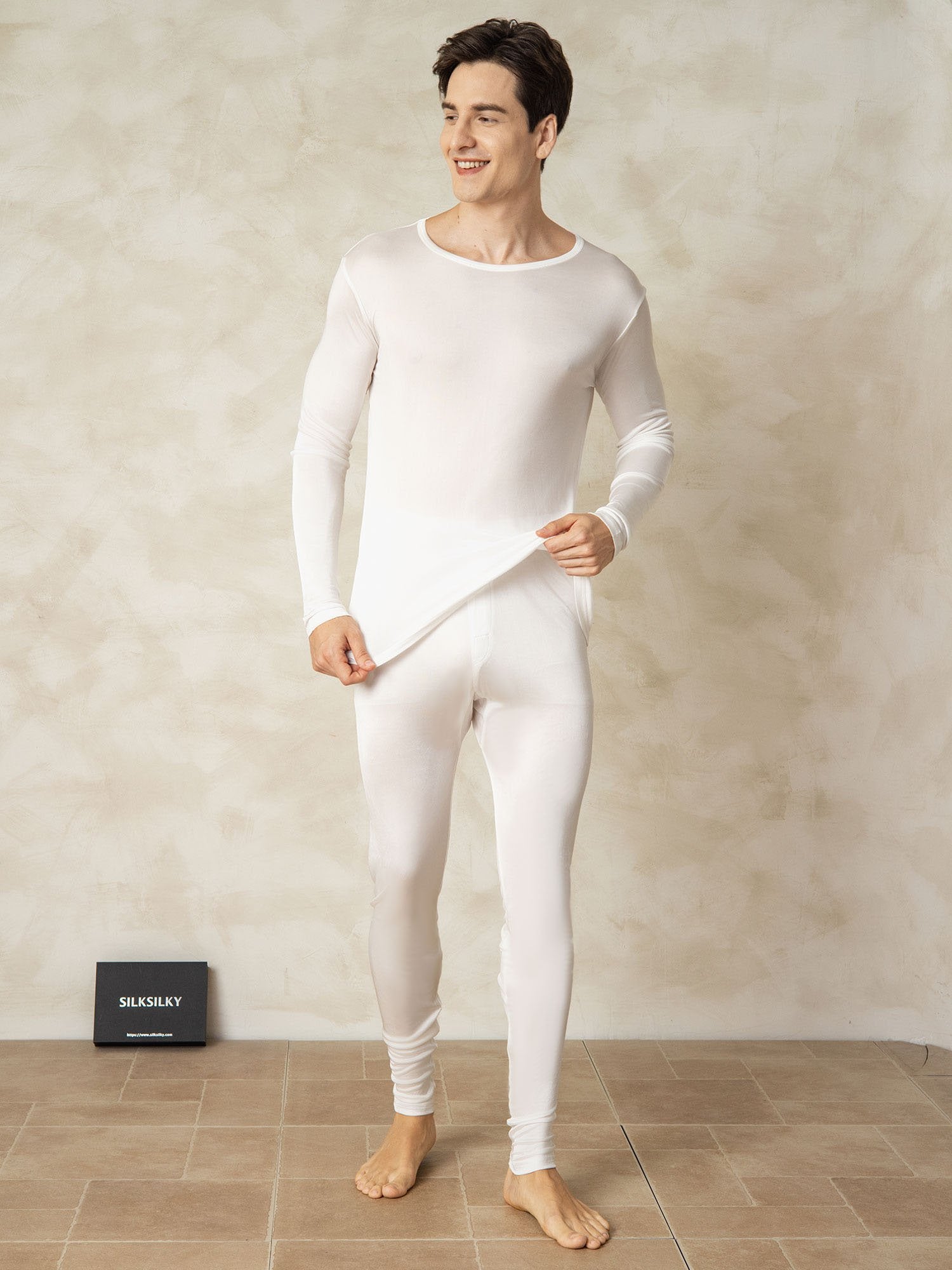 [Valkoinen] SilkSilky-FI Mens Pajamas 003
