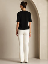 [Musta] SilkSilky-FI Half Sleeve Crew Neck Naisten T-paita 004