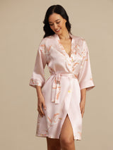 [Pinkki] SilkSilky-FI 3/4 Sleeve Naisten Aamutakki 001