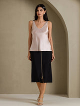 [Varjonharmaa] SilkSilky-FI Sleeveless V Neck Camisole Top 006