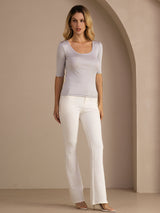 [Vaalean Harmaa] SilkSilky-FI Half Sleeve Naisten T-paita 005