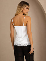 [Valkoinen] SilkSilky-FI Spaghetti Strap V Neck Camisole Top 002