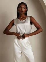 [Vaalean Harmaa] SilkSilky-FI Sleeveless Round Neck Camisole Top 004