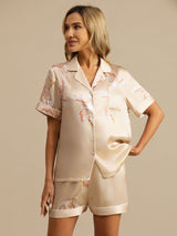 [Samppanja] SilkSilky-FI Short Sleeve Notkokaulus Naisten Pyjamat 004