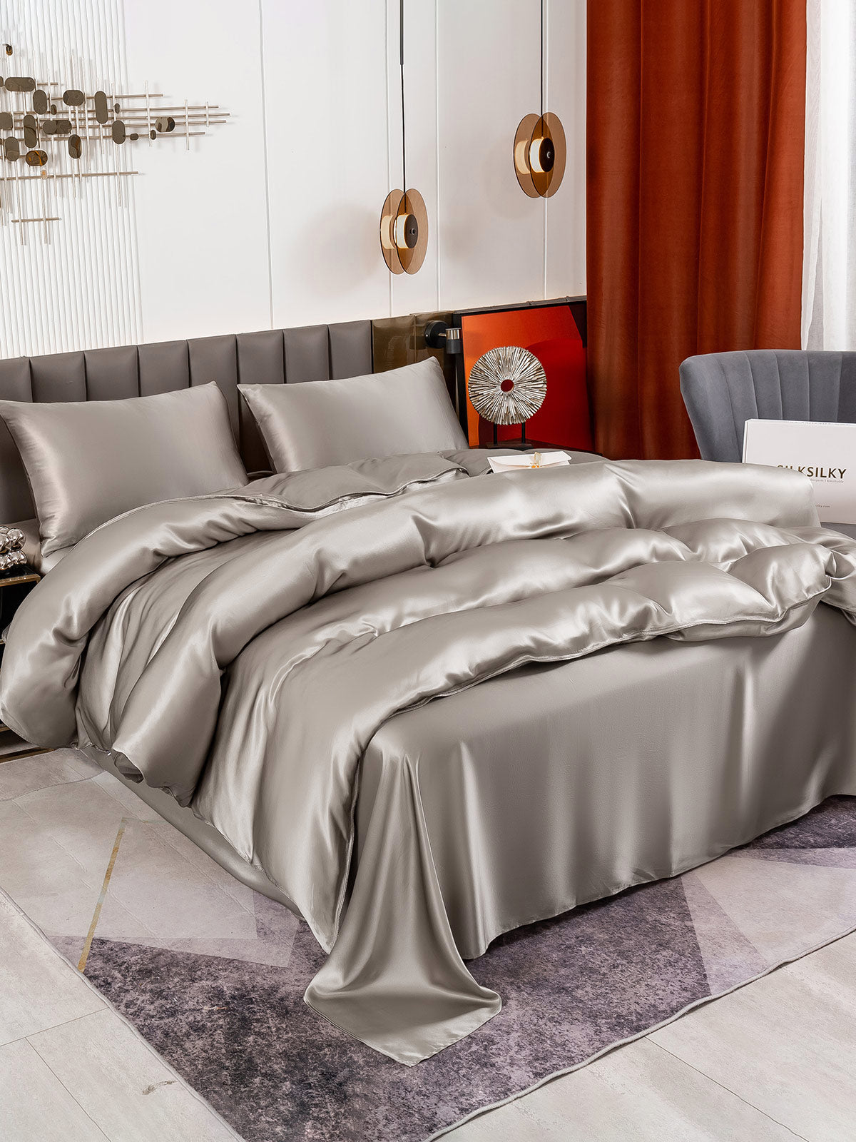 [Harmaa] SilkSilky-FI 19Momme Bedding Set 003