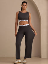 [Harmaa] SilkSilky-FI Sleeveless Crew Neck Women's Outfit Sets 005