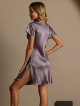 [Purppuranharmaa] SilkSilky-FI Short Sleeve V Neck Yöpaita 002
