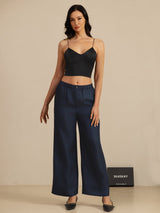 [Musta] SilkSilky-FI Spaghetti Strap V Neck Camisole Top 007