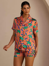 [Savinorsu] SilkSilky-FI Short Sleeve Lapel Collar Naisten Pyjamat 001