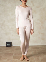 [Vaalea Pinkki] SilkSilky-FI Long Sleeve Round Neck Naisten Pitkät Alusvaatteet 001