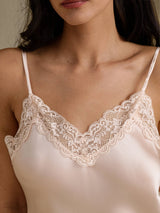 [Pinkki] SilkSilky-FI Spaghetti Strap V Neck Yöpaita 004