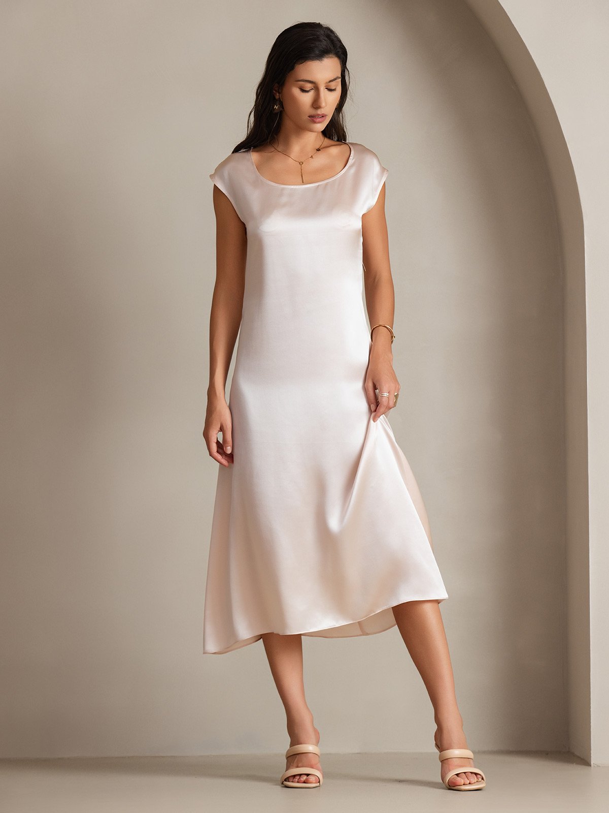 [Pinkki] SilkSilky-FI 19Momme Dress 002