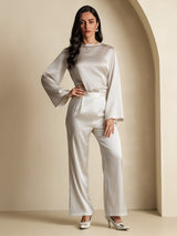 [Vaalean Harmaa] SilkSilky-FI Long Sleeve Boat Neck Pusero 007