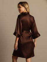 [Kahvi] SilkSilky-FI 3/4 Sleeve Naisten Aamutakki 002