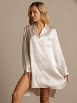 [Beige] SilkSilky-FI Long Sleeve Lapel Collar Unipaita 003