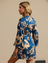 [Navy Lohikäärme] SilkSilky-FI 3/4 Sleeve Naisten Aamutakki 002