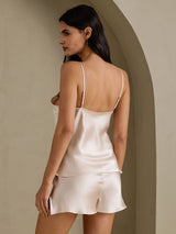 [Beige] SilkSilky-FI Spaghetti Strap V Neck Camisole Setti 002