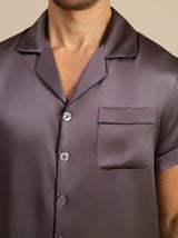[Purppuranharmaa] SilkSilky-FI Short Sleeve Notkokaulus Miesten Pyjamat 007
