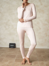 [Vaalea Pinkki] SilkSilky-FI Long Sleeve Round Neck Naisten Pitkät Alusvaatteet 006