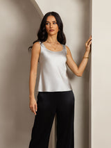 [Hopea] SilkSilky-FI 19Momme Hihaton Syvä Pyöreä Pääntie Camisole Top 006