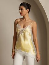 [Vaaleankeltainen] SilkSilky-FI Spaghetti Strap V Neck Camisole Top 006