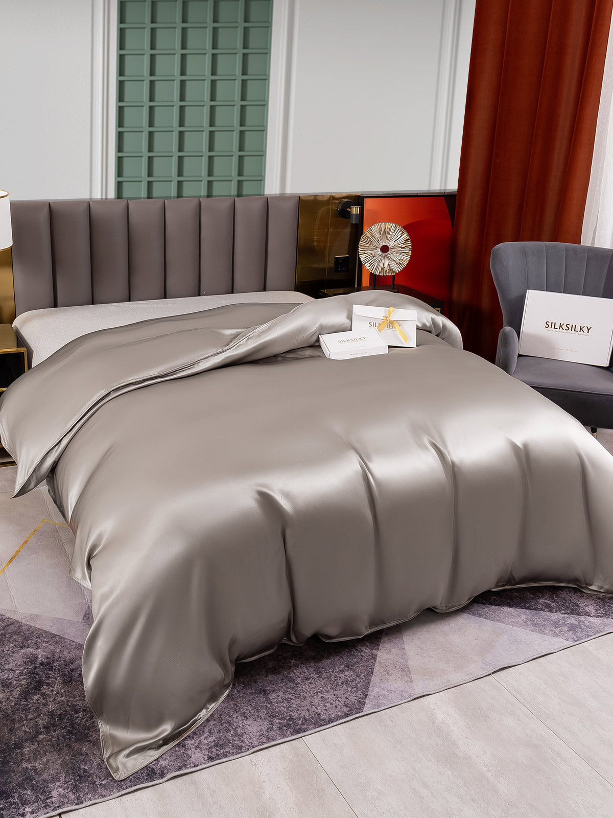 [Harmaa] SilkSilky-FI 25Momme Duvet Cover 005