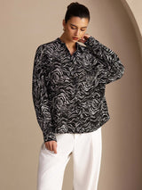 [Musta Aalto] SilkSilky-FI Long Sleeve Lapel Collar Naisten paita 003