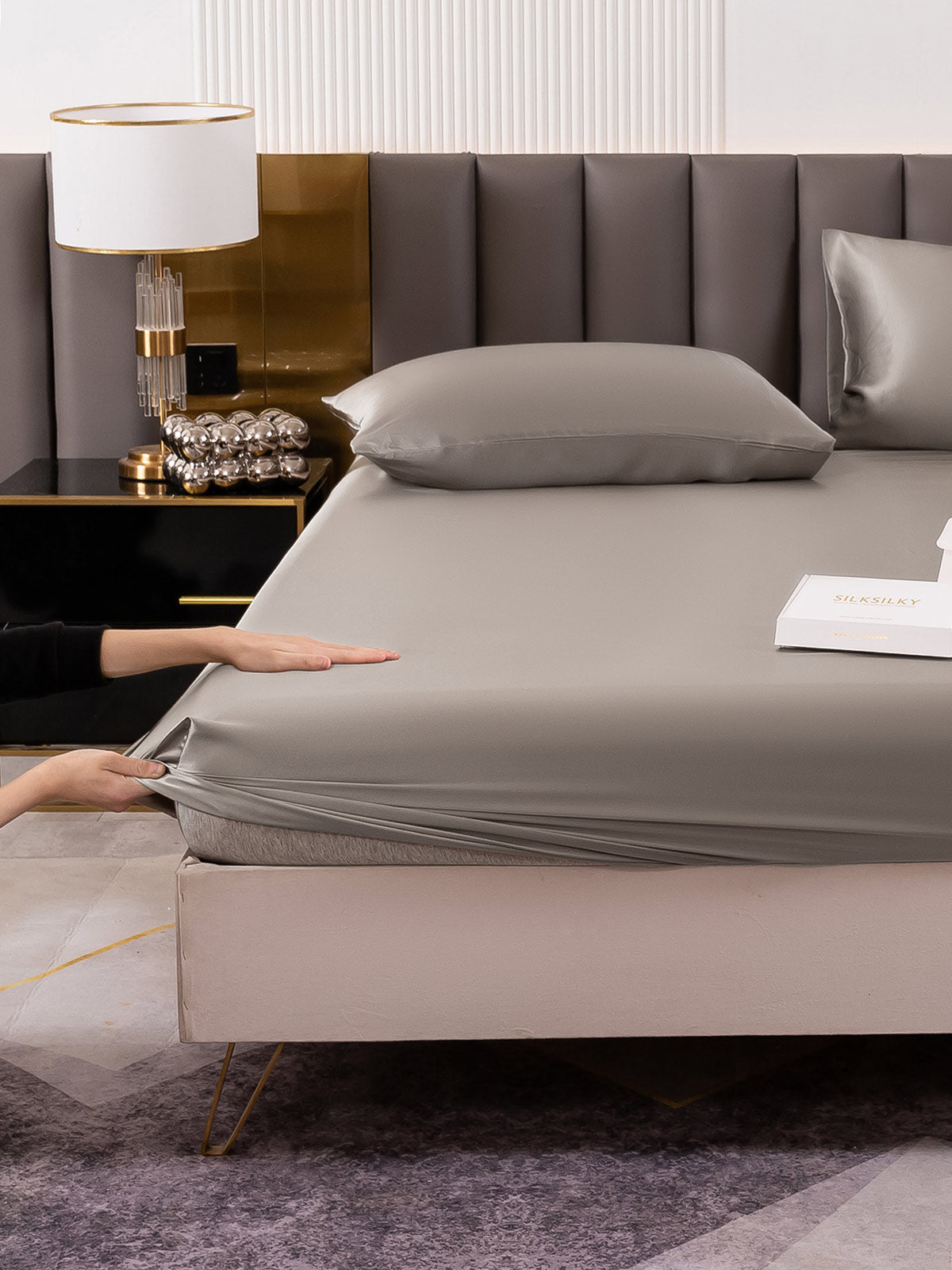 [Harmaa] SilkSilky-FI 19Momme Bedding Set 006
