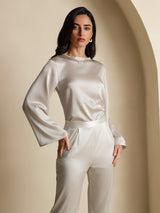 [Vaalean Harmaa] SilkSilky-FI Long Sleeve Boat Neck Pusero 005