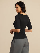 [Musta] SilkSilky-FI Half Sleeve Naisten T-paita 002