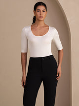 [Valkoinen] SilkSilky-FI Half Sleeve Naisten T-paita 001
