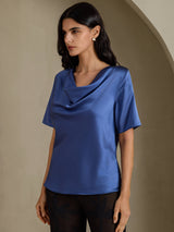 [Aito Petrooli] SilkSilky-FI Short Sleeve Cowl Neck Naisten Puserot 003
