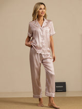 [Vaaleanpunainen Sydän Geo] SilkSilky-FI Short Sleeve Notkokaulus Naisten Pyjamat 006