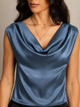 [Aito Petrooli] SilkSilky-FI Cap Sleeve Cowl Neck Naisten T-paita 004