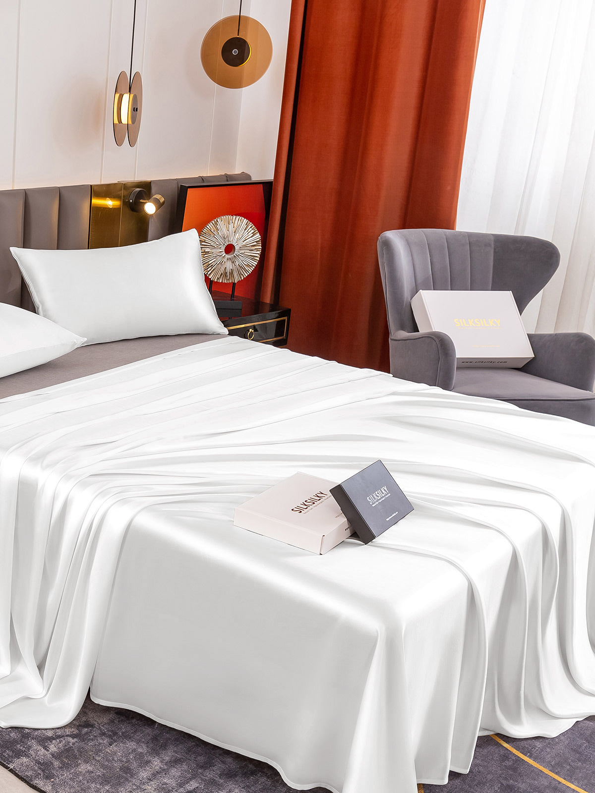 [Valkoinen] SilkSilky-FI 19Momme Bedding Set 004