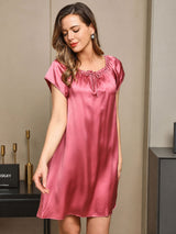 [Vaalean Mauve] SilkSilky-FI Cap Sleeve Square Neck Yöpaita 004