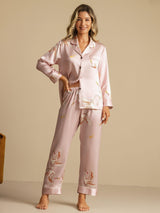[Pinkki] SilkSilky-FI Long Sleeve Notkokaulus Naisten Pyjamat 007