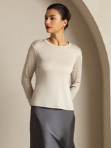 [Harmaa] SilkSilky-FI Long Sleeve Crew Neck Naisten T-paita 010