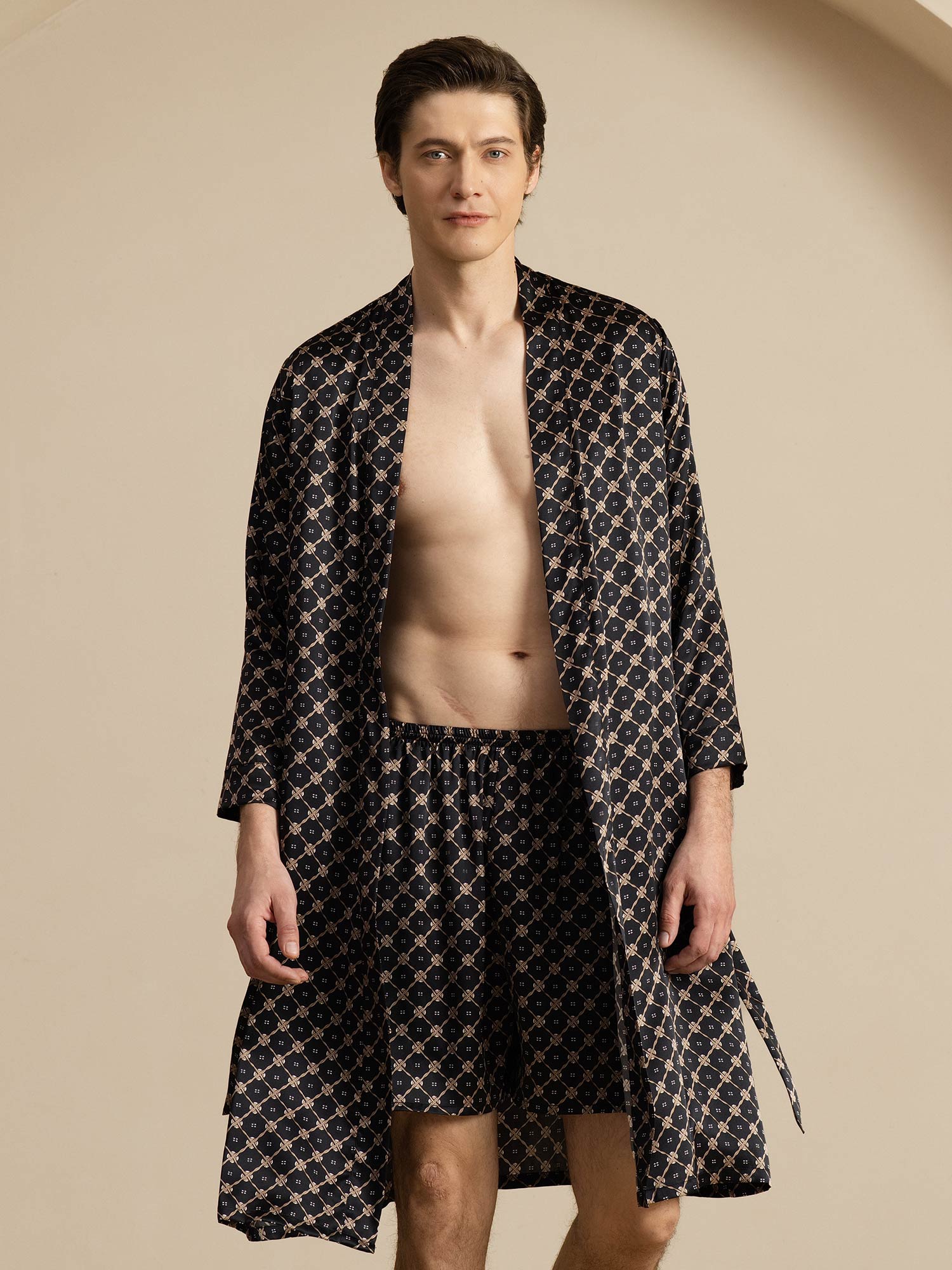 [Musta Ketju] SilkSilky-FI Long Sleeve Miesten Pyjamat 001
