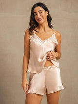 [Pinkki] SilkSilky-FI Spaghetti Strap V Neck Camisole Setti 003