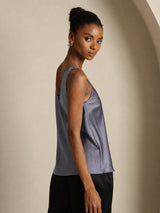 [Tumman Harmaa] SilkSilky-FI Sleeveless V Neck Camisole Top 005