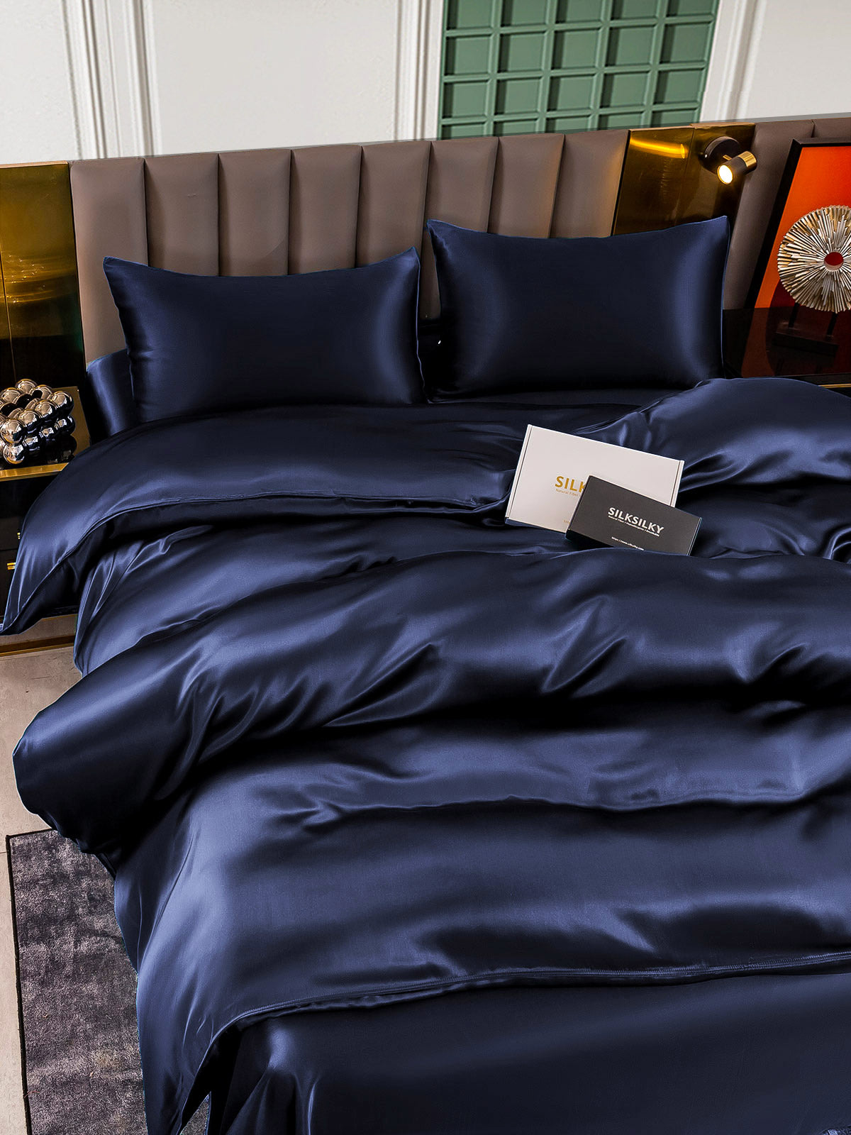 [Tummansininen] SilkSilky-FI 25Momme Bedding Set 004