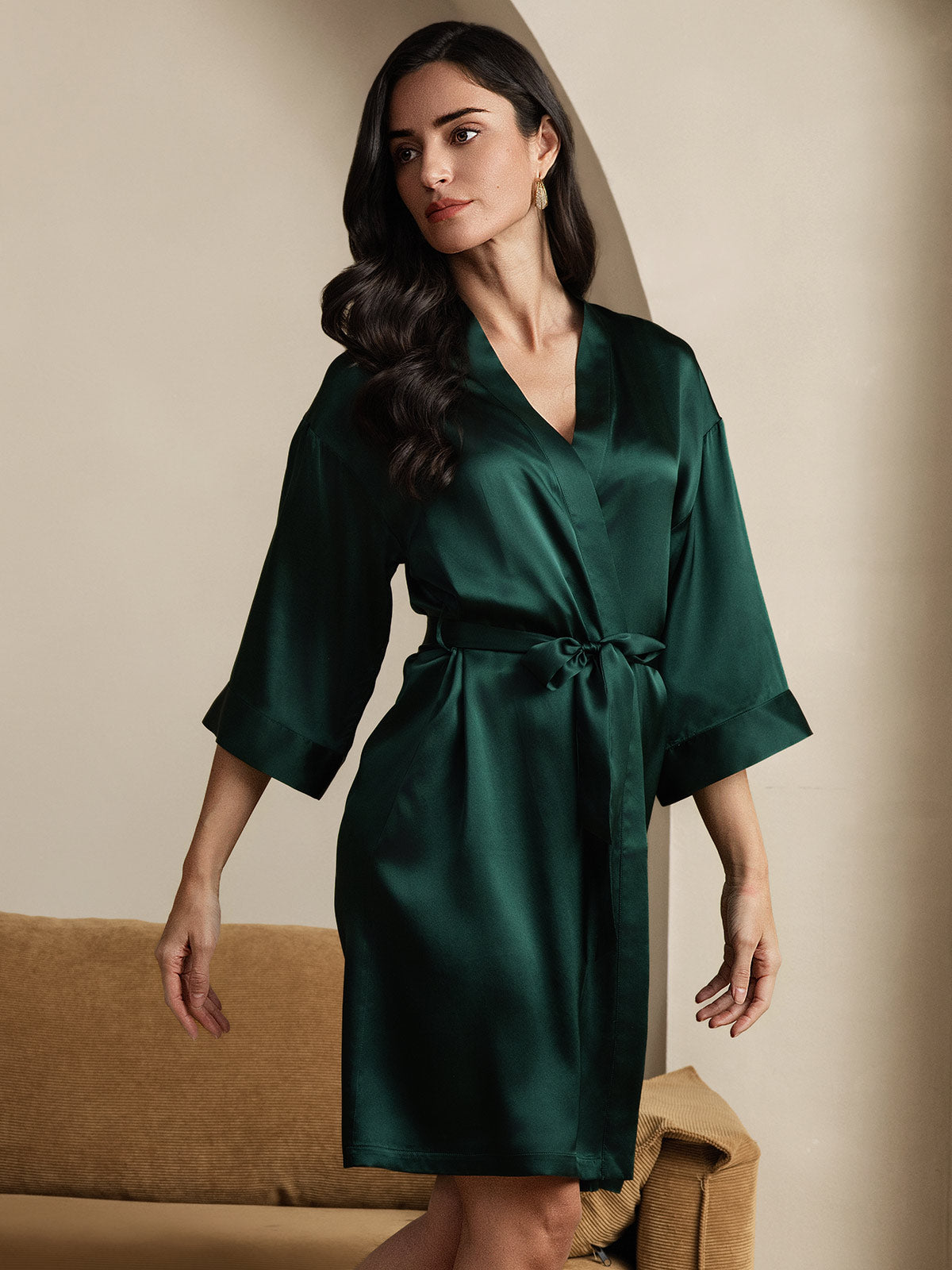 [Tummanvihreä] SilkSilky-FI Womens Robe 001