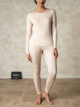 [Tan] SilkSilky-FI Long Sleeve Round Neck Naisten Pitkät Alusvaatteet 001