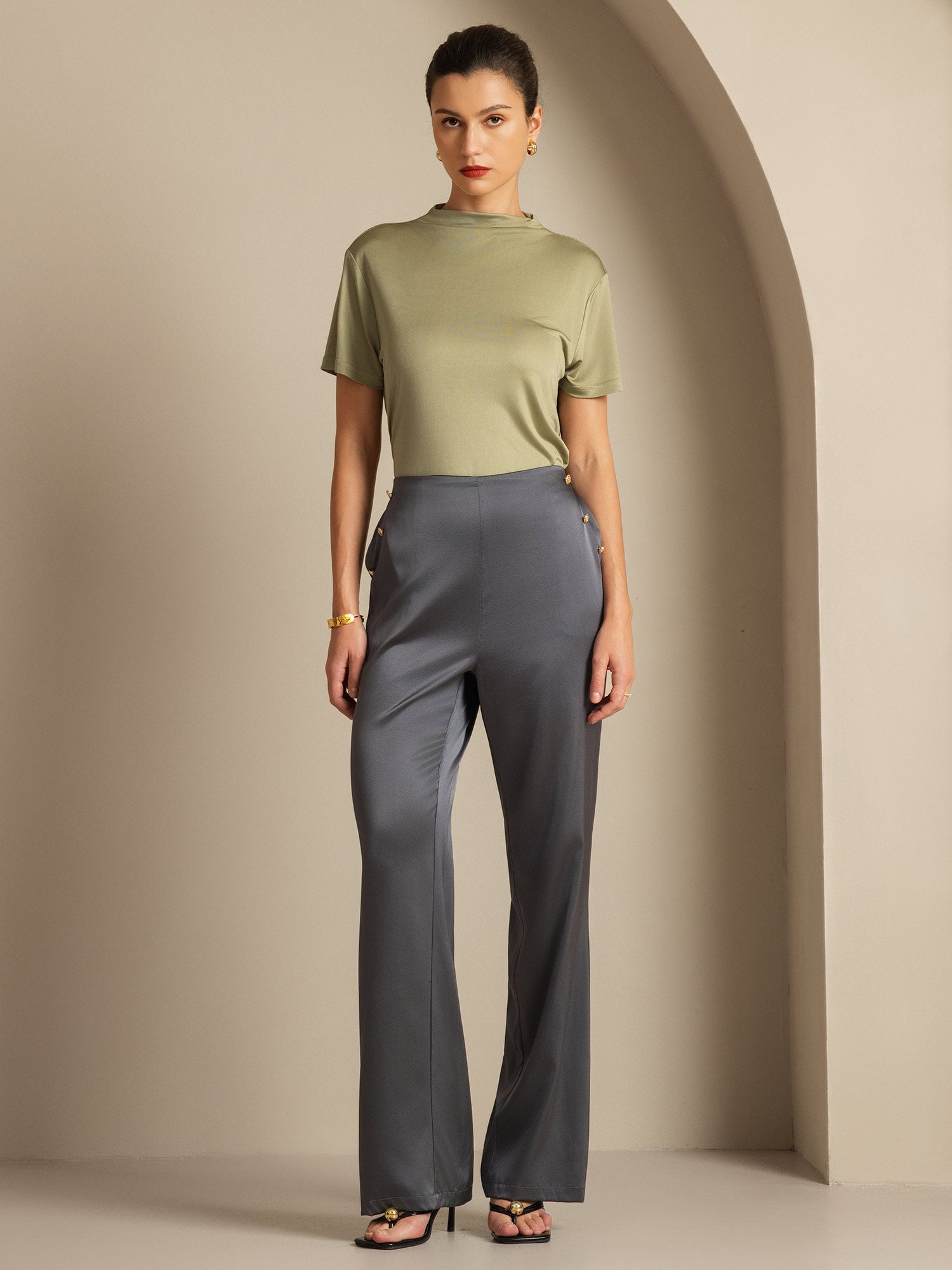 [Tumman Harmaa] SilkSilky-FI 19Momme Womens Pants 008,