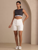 [Harmaa] SilkSilky-FI Sleeveless Crew Neck Camisole Top 007
