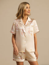 [Samppanja] SilkSilky-FI Short Sleeve Notkokaulus Naisten Pyjamat 001
