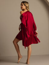 [Viini] SilkSilky-FI 3/4 Sleeve V Neck Yöpaita ja Aamutakkisetti 002
