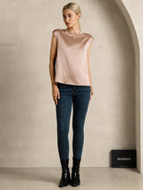 [Toscana] SilkSilky-FI Cap Sleeve Round Neck Naisten T-paita 005