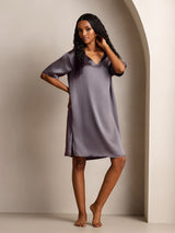 [Purppuranharmaa] SilkSilky-FI Half Sleeve V Neck Yöpaita 006